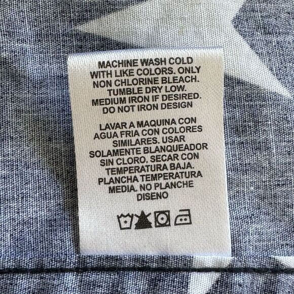 Rugby Large Blue Stars Short Sleeve‎ Button Up Men's Shirt - Picture 5 of 5